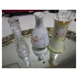 Mirrored Tray, Fenton Shoe, Hat Pins & Holder