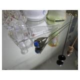 Mirrored Tray, Fenton Shoe, Hat Pins & Holder