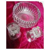 Lead Crystal Bowl & Candle Holders