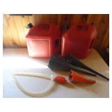2 Gas Cans and Funnels