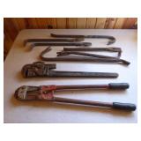 Bolt Cutter, Pipe Wrench, Pry Bars