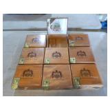 Collection of 9 Arturo Fuente Wooden Cuban Cigar Boxes
