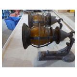 2 Vintage Cast Iron Outdoor Wall Sconces and Wall Rack