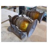 2 Vintage Cast Iron Outdoor Wall Sconces and Wall Rack