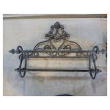 2 Vintage Cast Iron Outdoor Wall Sconces and Wall Rack