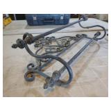 2 Vintage Cast Iron Outdoor Wall Sconces and Wall Rack