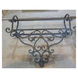 2 Vintage Cast Iron Outdoor Wall Sconces and Wall Rack