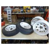 2 Wanda Trailer Tires on Rims with 2 Extra Rims