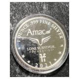 1 TROY OZ .999 FINE SILVER AMAC ROUND IN AIRTITE