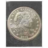 1 TROY OZ .999 FINE SILVER ZOMBUCKS THE BARBER ROUND SLABBED