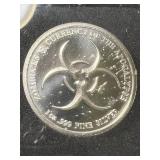 1 TROY OZ .999 FINE SILVER ZOMBUCKS THE BARBER ROUND SLABBED