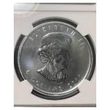 2011 CANADIAN MAPLE LEAF 1 TROY OZ .9999 FINE SILVER NGC MS69