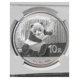 2014 CHINESE PANDA 1 TROY OZ .999 FINE SILVER NGC MS69