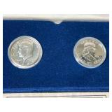 1963 US PROOF FRANKLIN HALF WITH 1964 PROOF KENNEDY HALF DOLLAR