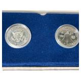1963 US PROOF FRANKLIN HALF WITH 1964 PROOF KENNEDY HALF DOLLAR