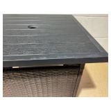 Patiojoy Rattan Wicker Steel Side Table Outdoor Furniture Deck, Brown 22"lx22"wx18.5"h (Minor Transit Damage)