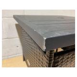 Patiojoy Rattan Wicker Steel Side Table Outdoor Furniture Deck, Brown 22"lx22"wx18.5"h (Minor Transit Damage)
