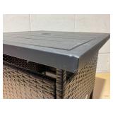 Patiojoy Rattan Wicker Steel Side Table Outdoor Furniture Deck, Brown 22"lx22"wx18.5"h (Minor Transit Damage)