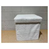Go-Poufs Knock-Down Medium Cube Teddy Boucle Storage Ottoman | White | 15"x15"x15"