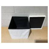 Go-Poufs Knock-Down Medium Cube Teddy Boucle Storage Ottoman | White | 15"x15"x15"