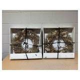 LOT OF 2 Hearth & Hand 21" Preserved Spring Grass and Flower Wreaths - Hearth & Hand