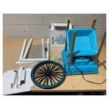 Nostalgia Snow Cone Shaved Ice Machine - Retro Cart Slushie Machine Makes 48 Icy Treats 48" Tall - Includes Metal Scoop, Storage Compartment, Wheels for Easy Mobility - White, Blue