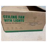 More Change Tiffany 42" Ceiling Fan Light Retractable Blade LED 3-Color Chandelier + Remote (Damaged)