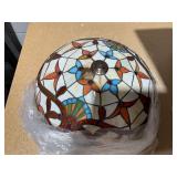 More Change Tiffany 42" Ceiling Fan Light Retractable Blade LED 3-Color Chandelier + Remote (Damaged)