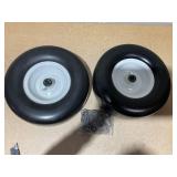 AR-PRO (2 Pack) 13 x 5.00-6" Flat Free Tire and Wheel, Replacement Solid Lawn Mower Tires with Rim, 3" Centered Hub and 3/4" Extra 5/8" Bearings - Fit for Most Riding Mower, Garden Lawn Tractor