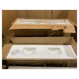 Wyndham Collection 84 in. W x 22 in. D Quartz White Rectangular Double Sink Bathroom Vanity Top in White