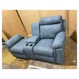 Pemberly Row 20" Modern Microfiber Double Glider Reclining Love Seat in Blue 40"H x 72"W x 38"D (USED Missing Back Of Seat)