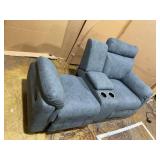 Pemberly Row 20" Modern Microfiber Double Glider Reclining Love Seat in Blue 40"H x 72"W x 38"D (USED Missing Back Of Seat)