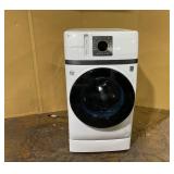 GE Profile with Pet Hair Removal White Ventless All-In-One Washer Dryer Combo  Not Tested. Damaged Door Does Not Close.