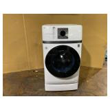 GE Profile with Pet Hair Removal White Ventless All-In-One Washer Dryer Combo  Not Tested. Damaged Door Does Not Close.