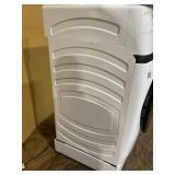 GE Profile with Pet Hair Removal White Ventless All-In-One Washer Dryer Combo  Not Tested. Damaged Door Does Not Close.