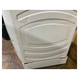 GE Profile with Pet Hair Removal White Ventless All-In-One Washer Dryer Combo  Not Tested. Damaged Door Does Not Close.