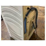 GE Profile with Pet Hair Removal White Ventless All-In-One Washer Dryer Combo  Not Tested. Damaged Door Does Not Close.