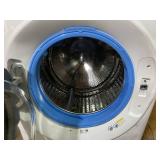 GE Profile with Pet Hair Removal White Ventless All-In-One Washer Dryer Combo  Not Tested. Damaged Door Does Not Close.