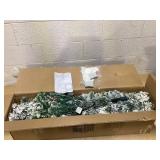 Goplus 7.5FT Artificial Snow Flocked Christmas Tree, Pre-Lit Hinged Pencil Tree with 350 LED Lights and Metal Stand, Slim Xmas Tree for Holiday Decor (Not Tested)