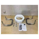 Carex 3.5 Inch Raised Toilet Seat with Arms, Round Toilet Seat Riser, 300 lbs Capacity, Elevating and Raising Seat for Elderly and Handicap, Universal, Slip-Resistant with Padded Handles, White