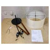 Threshold 60.5"x18" Cut Off Base Floor Lamp Black/Brown Metal/Wood - Threshold: Modern Standing Light for Living Room, Dual Pull Chain