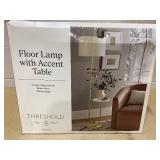 Threshold 60"x20.5" Floor Lamp with Marble Table - Threshold: Modern Standing Lamp with Polyester Shade