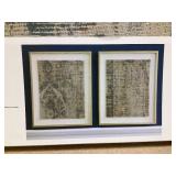 LOT OF 2 Threshold 24" x 30" Textured Fabric Framed Wall Art - Threshold: Burlap Material, Abstract Digital Art, Beige Polystyrene Frame