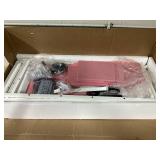 Cyclysio Dresser with Hanging Rack, 5 Fabric Drawers Dresser with Clothes Rack, Wooden Top Storage Chest of Drawers with Charging Station & LED Lights, Lockable Wheels, Closet