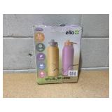 Ello Pop & Fill 32oz. 2-Pack Stainless Steel Water Bottle with QuickFill Technology, Tangerine/Plum