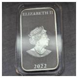 2022 1 oz Silber Queen Elizabeth/Dragon Bar