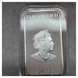 2022 1 oz Silber Queen Elizabeth/Dragon Bar