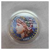 1921 Morgan $1, Color Overlayed