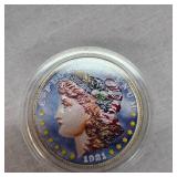 1921 Morgan $1, Color Overlayed