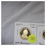 2009 $1 Tyler Proof Gem, Taylor Proof Gem, WH Harrison Proof Gem
